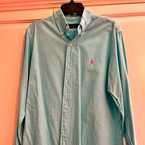 Ralph Lauren button down green. Long sleeve. Large